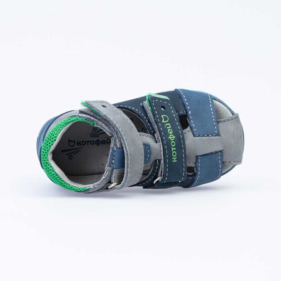 122159-21 Сандалии из натурального нубука для мальчика для мальчики син-сер-сал фото №4