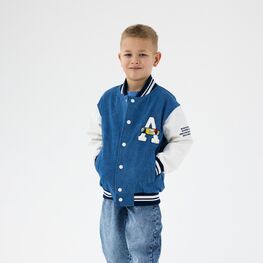 07757069-40 Джинсовая куртка-бомбер для мальчика для мальчики синий + бежевый