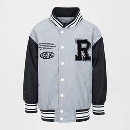 07757070-40 Куртка-бомбер для мальчика серый-черный для мальчики серый + черный