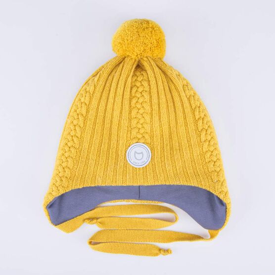 07711380-42 Шапка на завязках с утеплителем Горчичный для мальчики горчичный фото №4