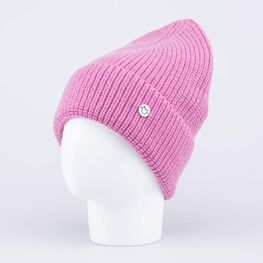 07811551-40 Розовая однослойная шапка с отворотом для девочки розовый