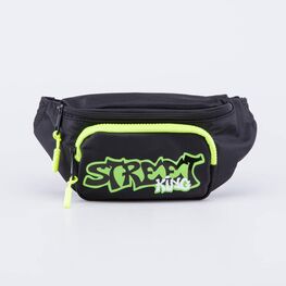 02719008-40 Поясная сумка-бананка Граффити для мальчики черный + зеленый