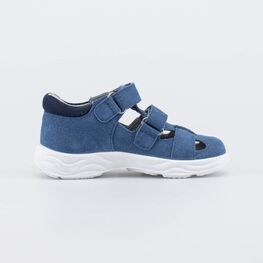 122246-21 Кожаные сандалии на липучках для мальчики синий фото №2