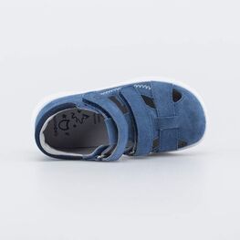 122246-21 Кожаные сандалии на липучках для мальчики синий фото №4