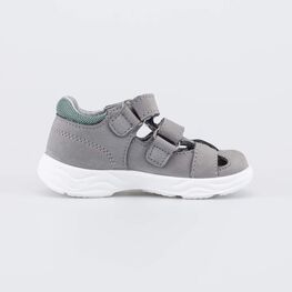 122246-22 Кожаные сандалии на липучках для мальчики серый фото №2