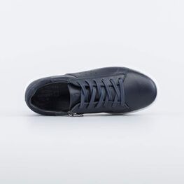 732359-22 Синие кожаные полуботинки подростковые для мальчики синий фото №4