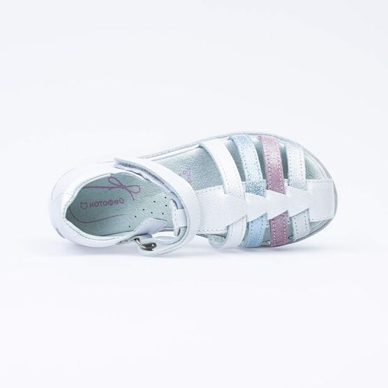 522150-24 Белые сандалии на липучке для девочки белый фото №4