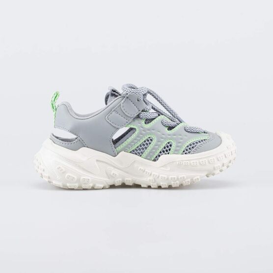 444051-11 Летние кроссовки на объемной подошве для мальчики белый + серый фото №2