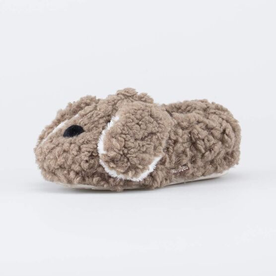 331335-11 Пушистые детские тапочки Щенок для мальчики коричневый