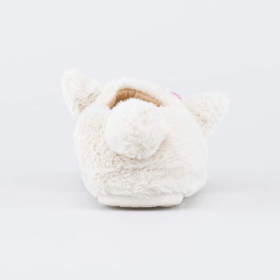 331336-11 Пушистые детские тапочки Зайка для девочки бежевый фото №5