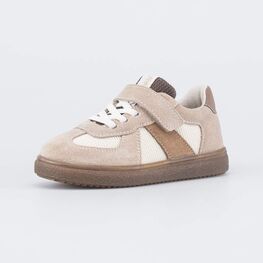 334049-12 Кеды-полуботинки кожаные для детей для мальчики бежевый,коричневый