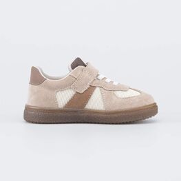 334049-12 Кеды-полуботинки кожаные для детей для мальчики бежевый,коричневый фото №2