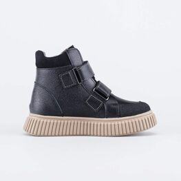 552333-52 Зимние ботинки на липучках для девочки черный фото №2