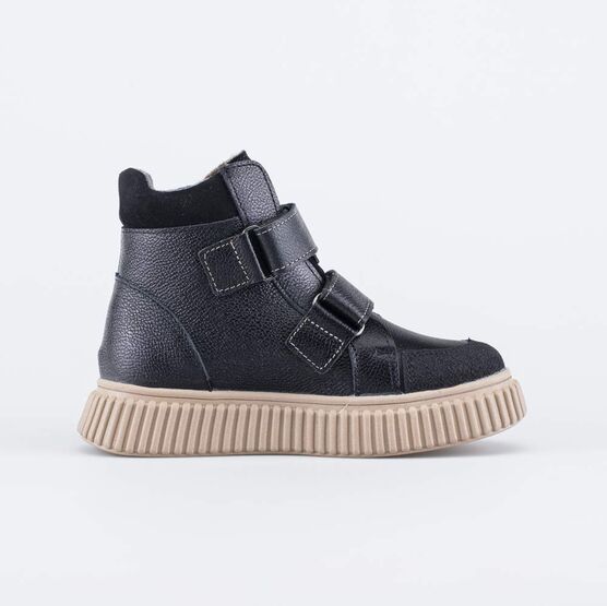 552333-52 Зимние ботинки на липучках для девочки черный фото №2