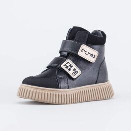 552333-52 Зимние ботинки на липучках для девочки черный