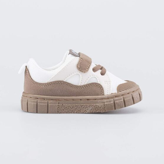 134023-12 Кеды в сеточку для мальчика для мальчики бежевый + коричневый фото №2