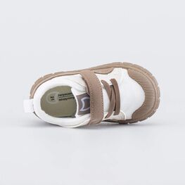 134023-12 Кеды в сеточку для мальчика для мальчики бежевый + коричневый фото №4