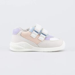 142003-72 Кожаные кроссовки на липучках для девочки бежевый фото №2