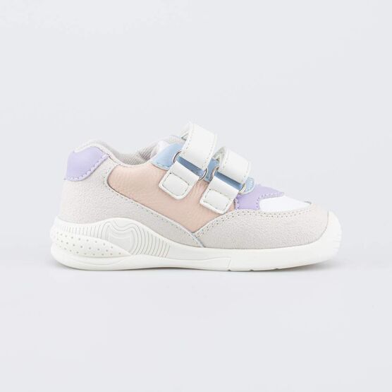 142003-72 Кожаные кроссовки на липучках для девочки бежевый фото №2