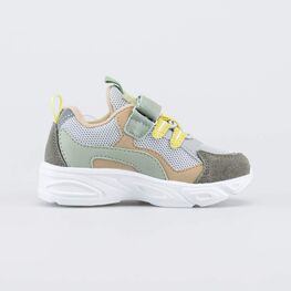 144236-70 Светящиеся кроссовки для мальчика для мальчики серый + зеленый фото №2