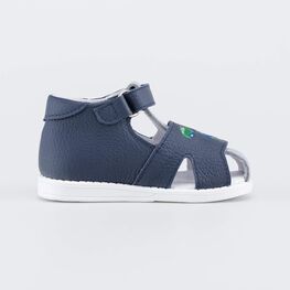 022156-21 Кожаные сандалии Первые шаги Машинки для мальчики синий + серый фото №2