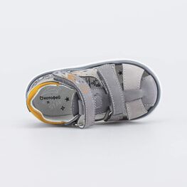 122200-23 Детские кожаные сандалии Внедорожник для мальчики серый фото №4