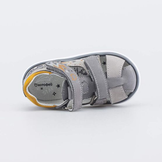 122200-23 Детские кожаные сандалии Внедорожник для мальчики серый фото №4