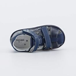 122200-24 Детские кожаные сандалии Внедорожник для мальчики синий фото №4