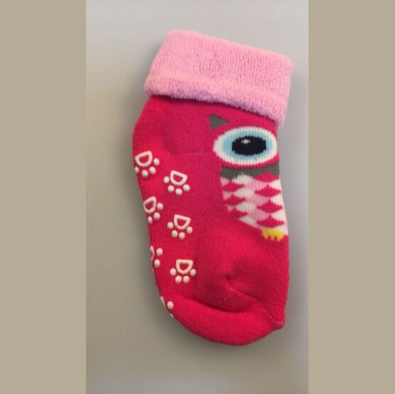 07842353-40 Носки детские с тормозами махровые сова для девочки разноцветный