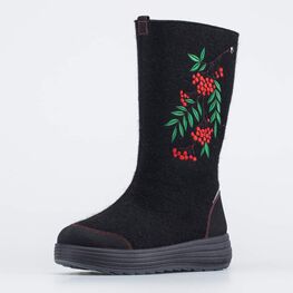867126-41 Женские валенки с вышивкой Рябина для девочки черный
