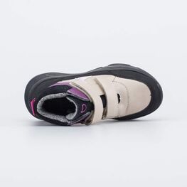 352389-31 Кожаные ботинки утепленные Звездочка для девочки бежевый + сиреневый фото №4