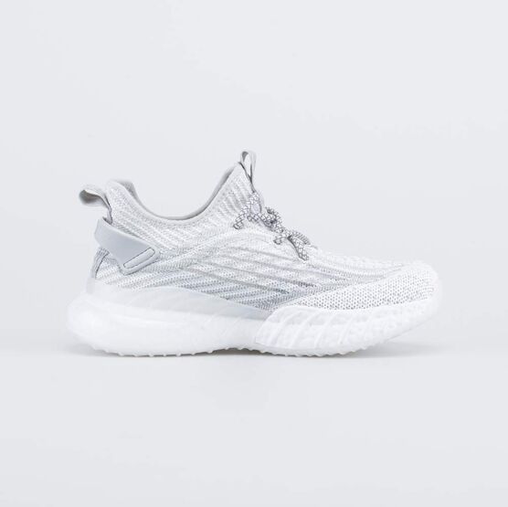 641047-12 Летние кроссовки сеточкой для девочки серебристый + белый фото №2