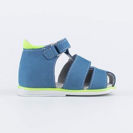 022121-24 Сандалии на липучках из натурального нубука для мальчики синий фото №2