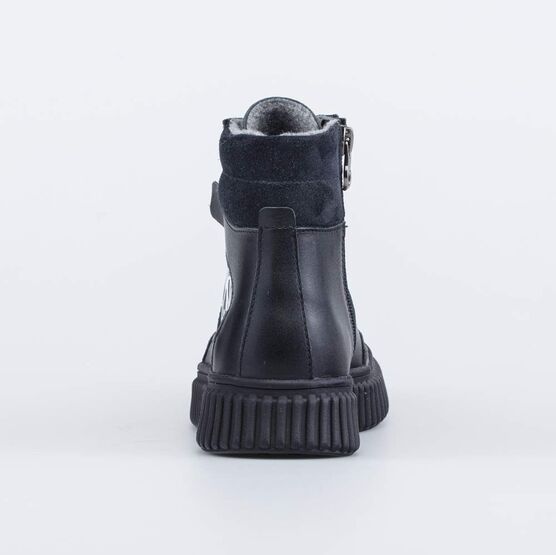 552292-32 Кожаные ботинки для девочки утепленные для девочки черный фото №5