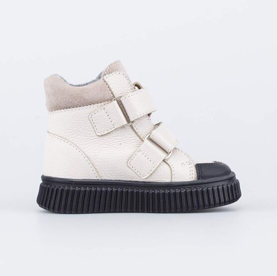 152349-31 Утепленные ботинки для девочки для девочки бежевые + черные фото №2