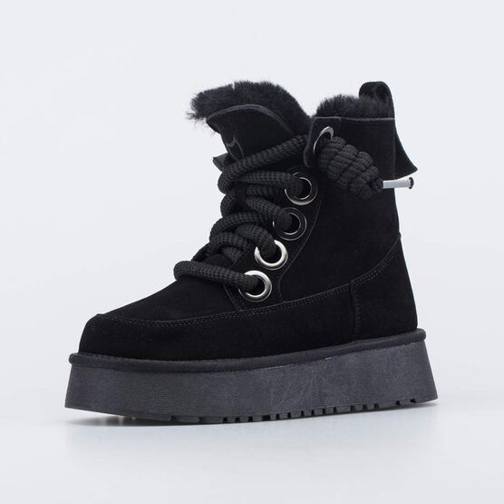 752287-41 Укороченные черные сапожки на зиму для девочки черный