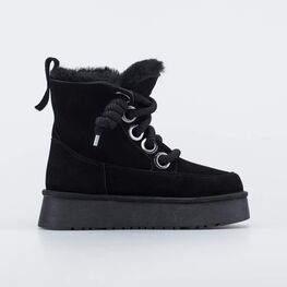 752287-41 Укороченные черные сапожки на зиму для девочки черный фото №2