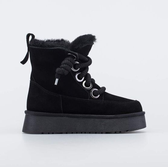 752287-41 Укороченные черные сапожки на зиму для девочки черный фото №2