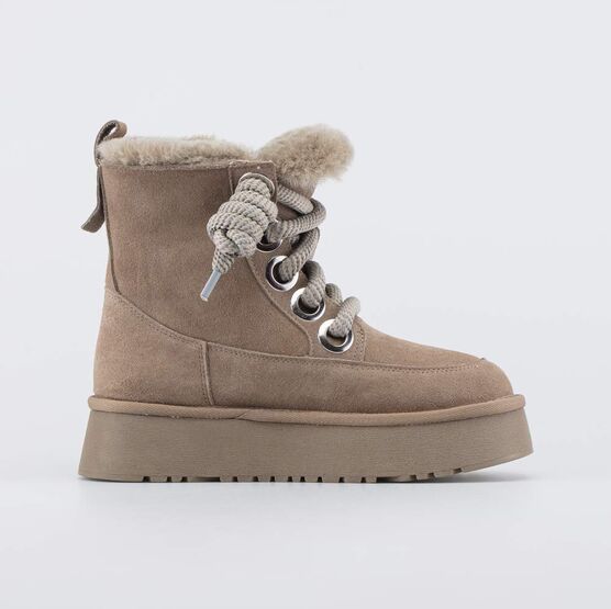 752287-42 Укороченные бежевые сапожки на зиму для девочки бежевый фото №2