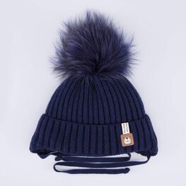 07711991-40 Зимняя шапка на завязках для мальчика для мальчики темно-синий