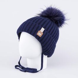 07711991-40 Зимняя шапка на завязках для мальчика для мальчики темно-синий фото №2