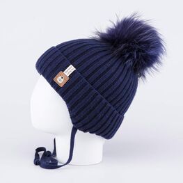 07711991-40 Зимняя шапка на завязках для мальчика для мальчики темно-синий фото №3