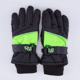 07721152-41 Теплые перчатки на зиму для мальчика для мальчики черный + зеленый