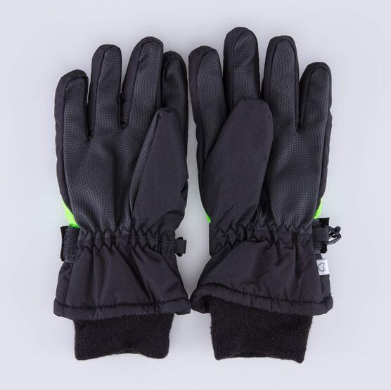 07721152-41 Теплые перчатки на зиму для мальчика для мальчики черный + зеленый фото №2
