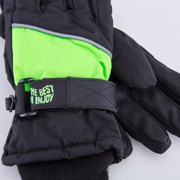 07721152-41 Теплые перчатки на зиму для мальчика для мальчики черный + зеленый фото №3