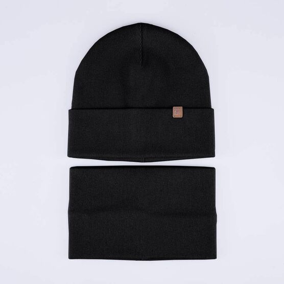 07711496-40 Демисезонный комплект шапка + снуд для мальчика для мальчики черный