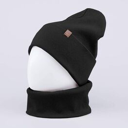 07711496-40 Демисезонный комплект шапка + снуд для мальчика для мальчики черный фото №2