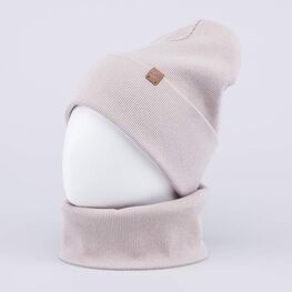 07711496-41 Демисезонный комплект шапка + снуд для мальчика для мальчики бежевый фото №2