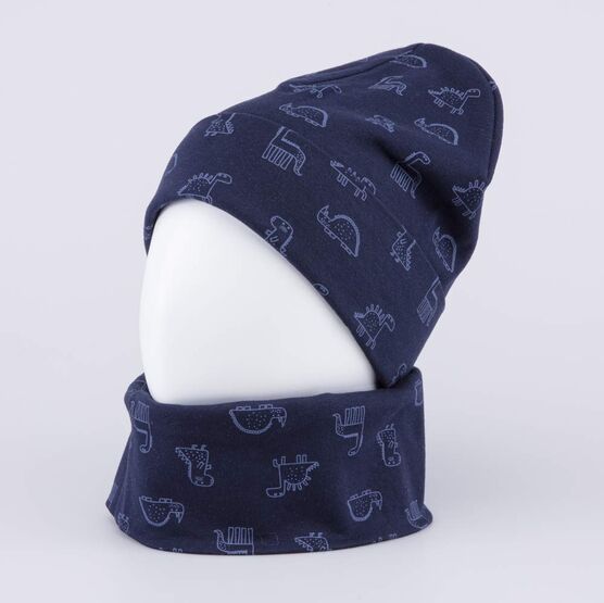 07711497-40 Демисезонный комплект шапка + снуд для мальчика для мальчики темно-синий фото №2