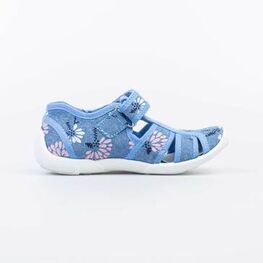 421064-12 Босоножки текстильные для девочки для девочки голубой фото №2